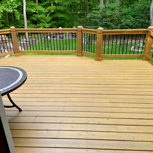 I recently used Spark Pro Painters for deck staini