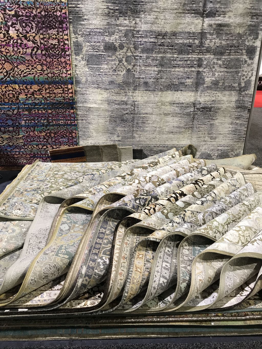 Hand-knotted rugs in store