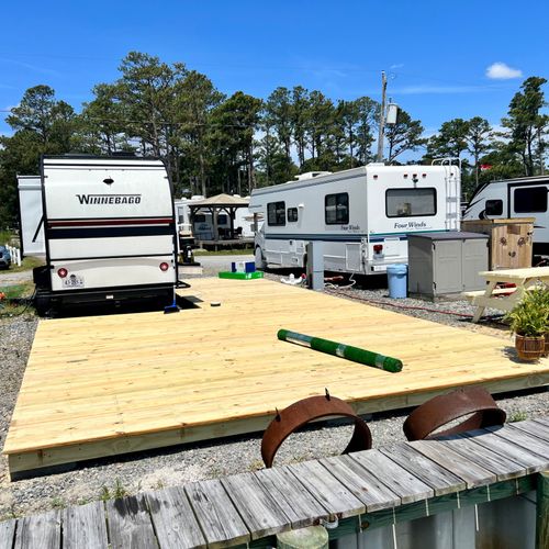 Casey built us an awesome party pad deck at our RV