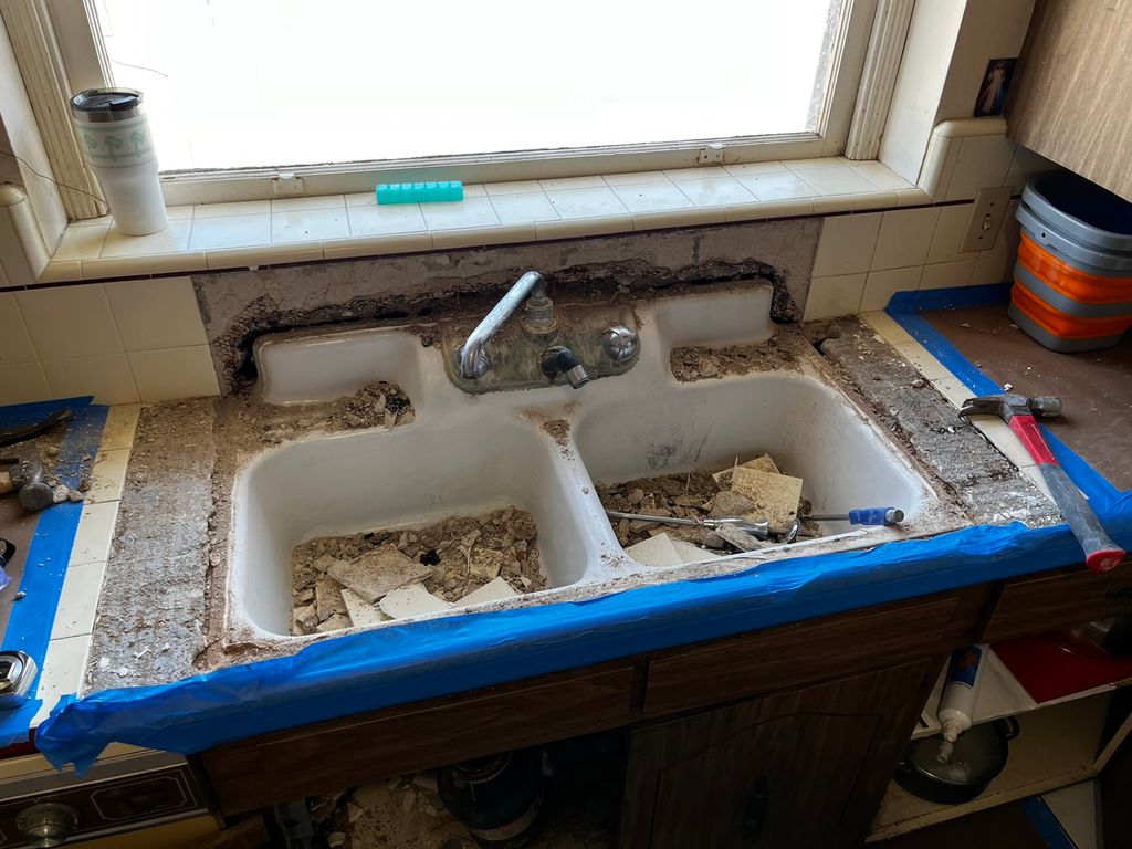 Demo of old leaking sink & getting ready for new S