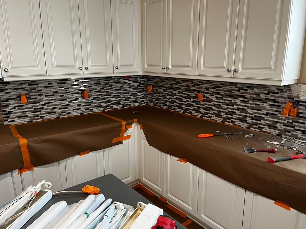 Old dated backsplash in need of a new look-