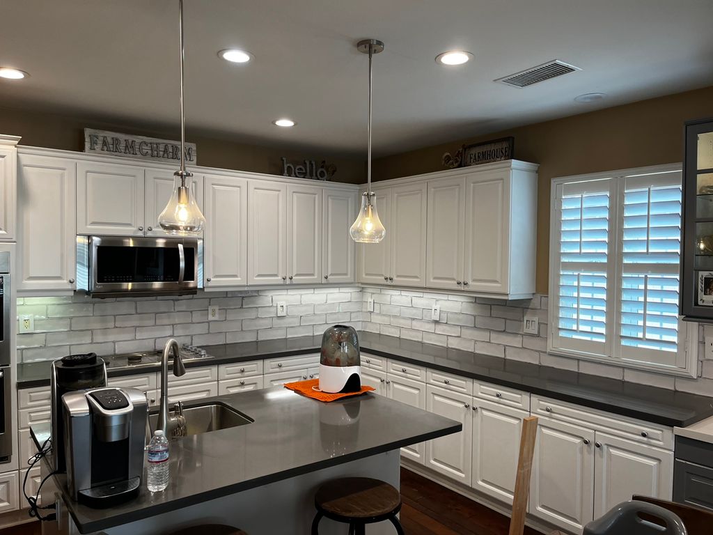 New updated farmhouse style backsplash. Way better