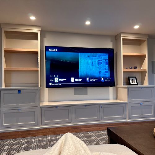 75” tv with in wall LCR and in ceiling atmos with 