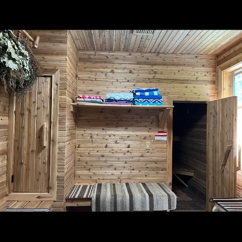 fantastic job on an all cedar sauna, very nice and