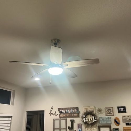 Kyle installed 4 new ceiling fan in our new home w