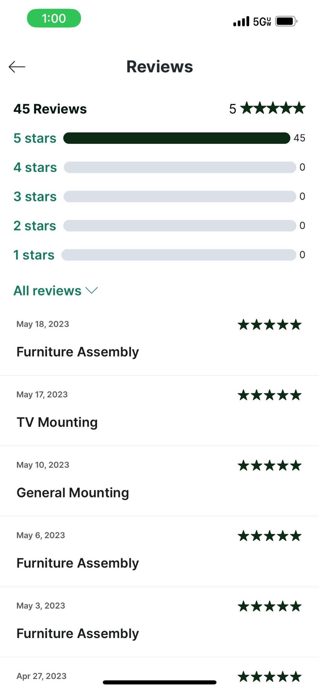 On the Taskrabbit app I have a perfect 100% satisf
