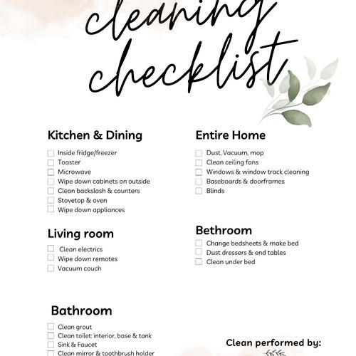 Deep Cleaning Checklist