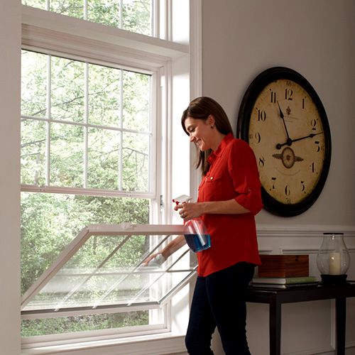 Double hung tilt windows for easy cleaning