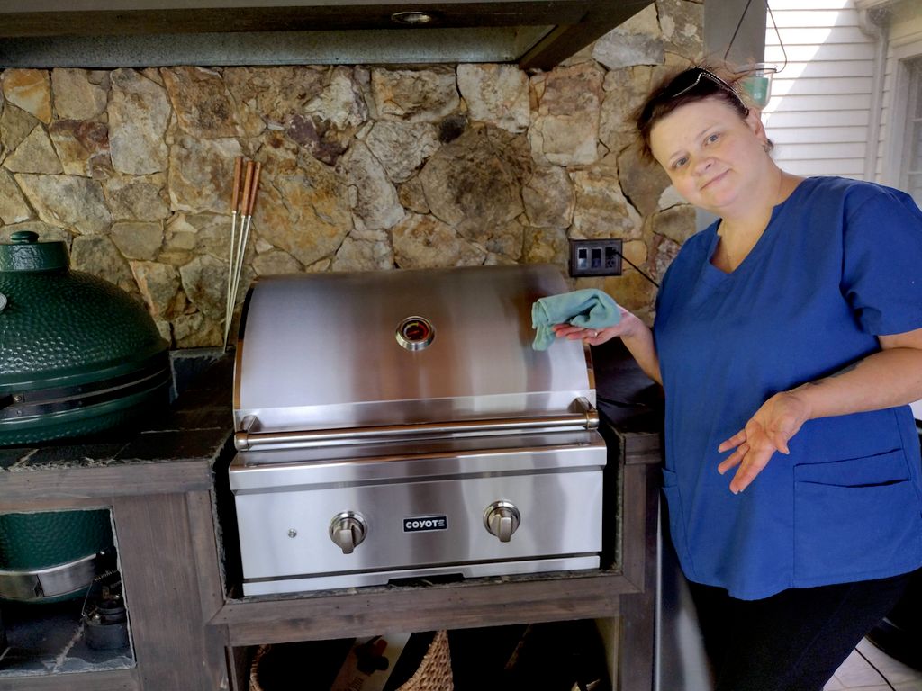 cleaning this greasy grill. 