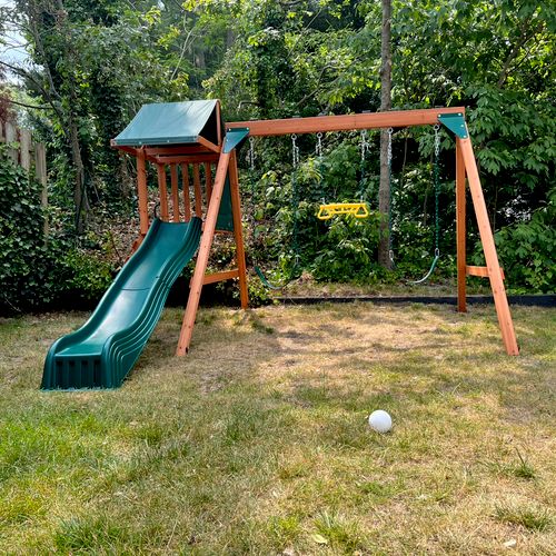Bob did a great job assembling our swing-set at a 
