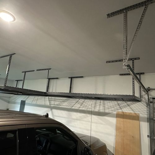 Richard installed 3 overhead garage storage shelve