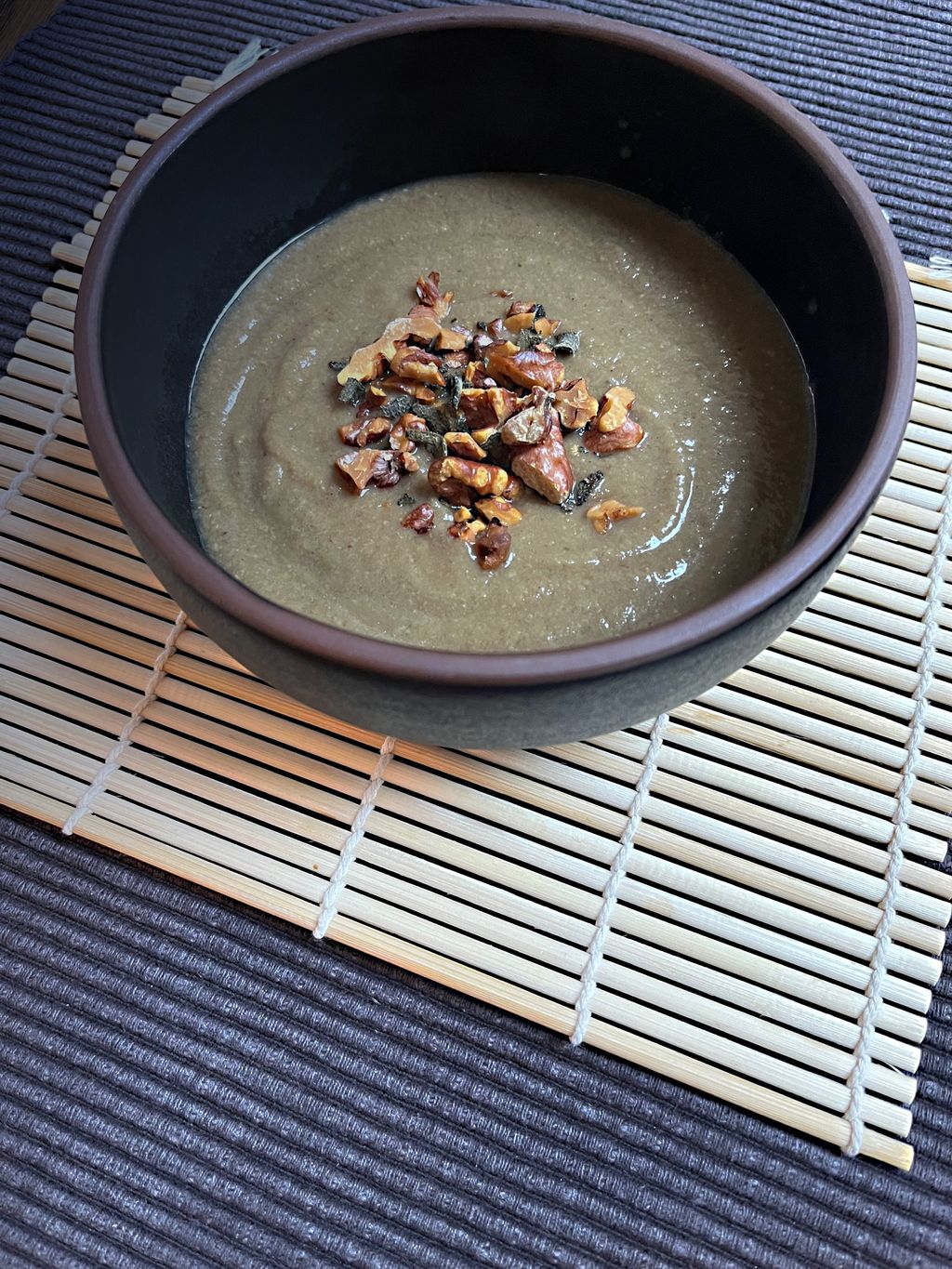 mushroom soup with walnut sage crumble