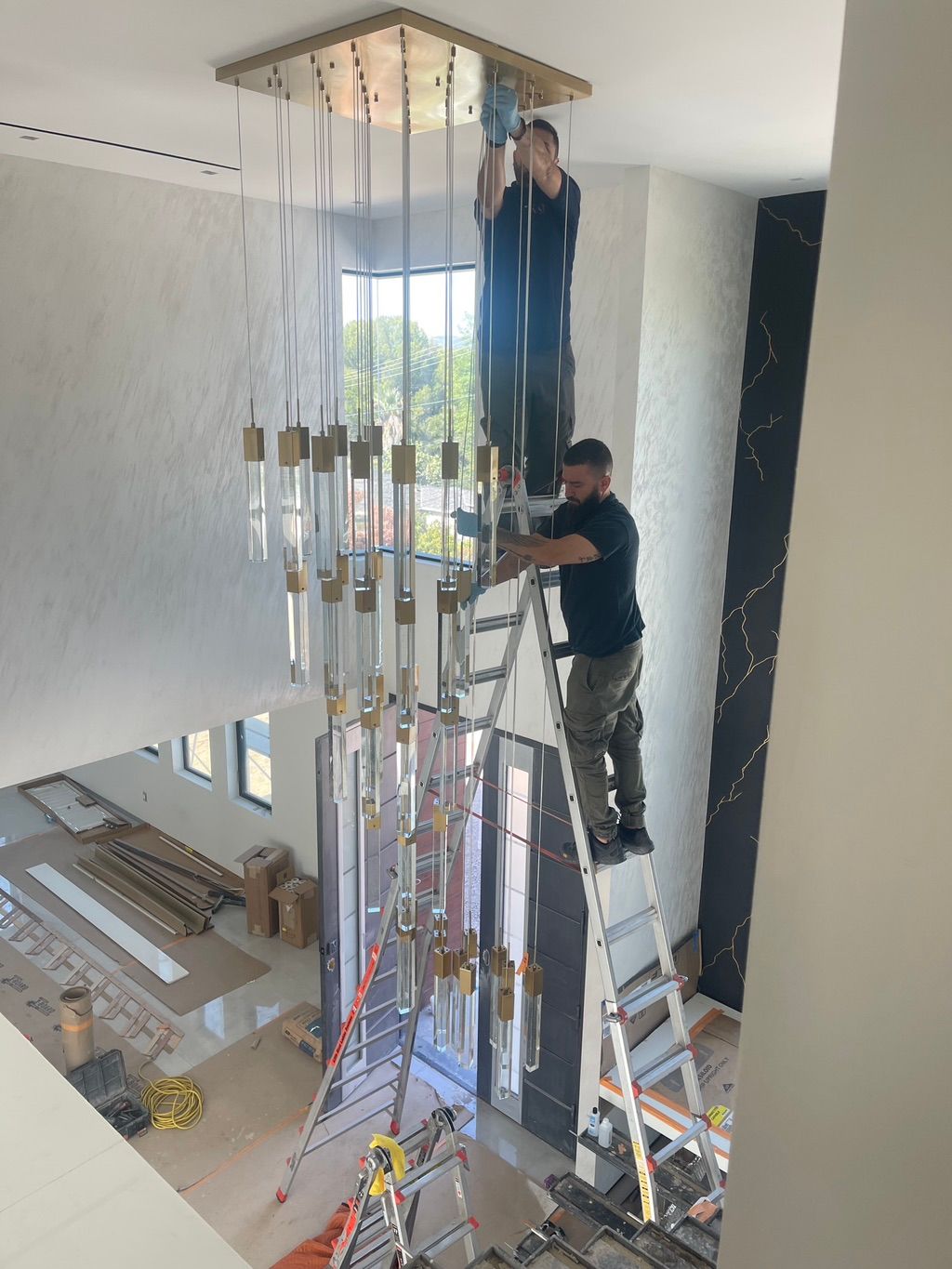 Over hight ceiling installation lol  24ft 

Done b
