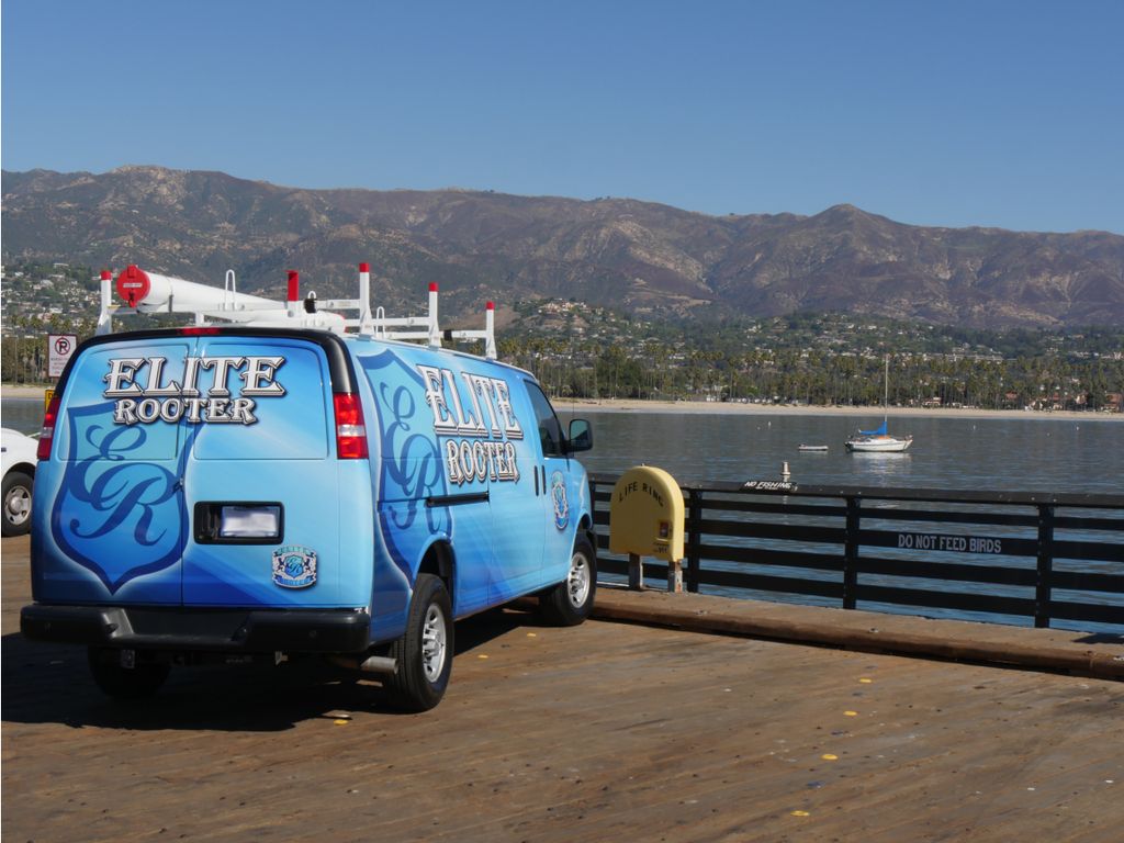 Elite Rooter van taking a break at the beach. 