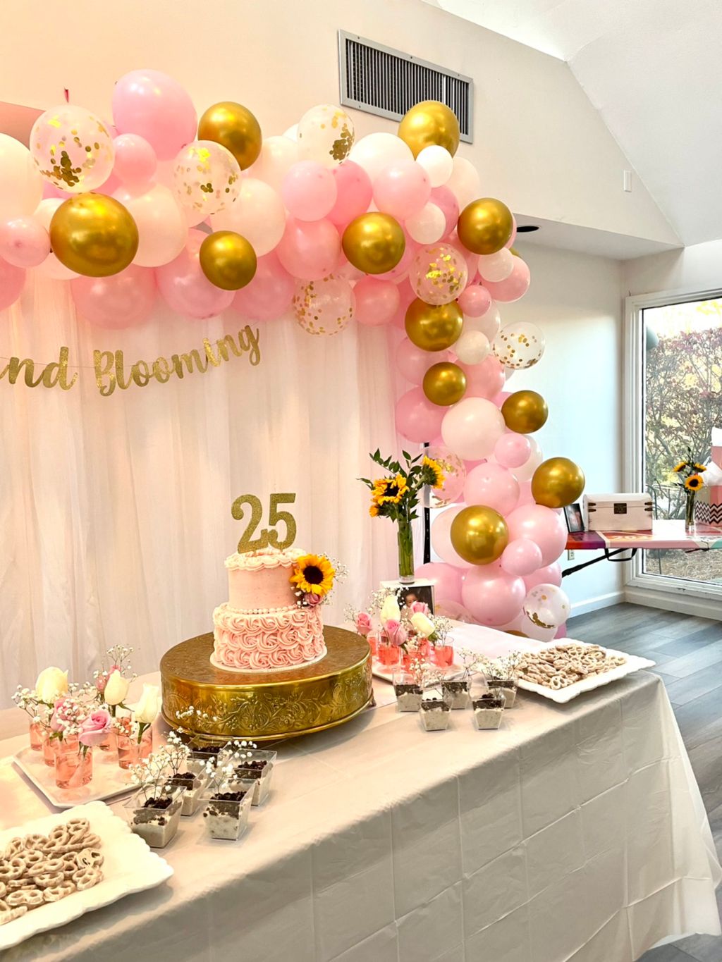 Backdrop, cake table, event coordination and setup