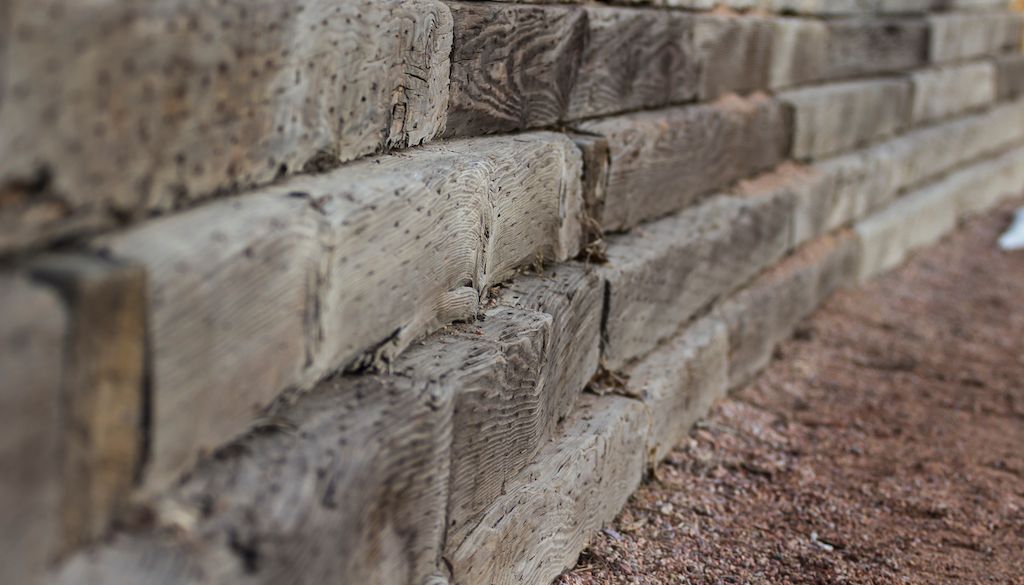 railroad tie retaining wall