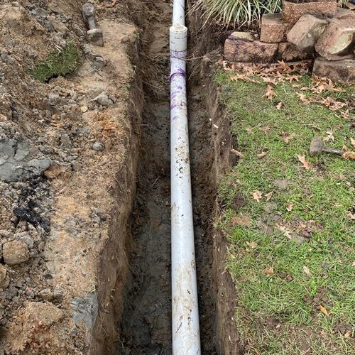 Trench excavation to replace broken pipe