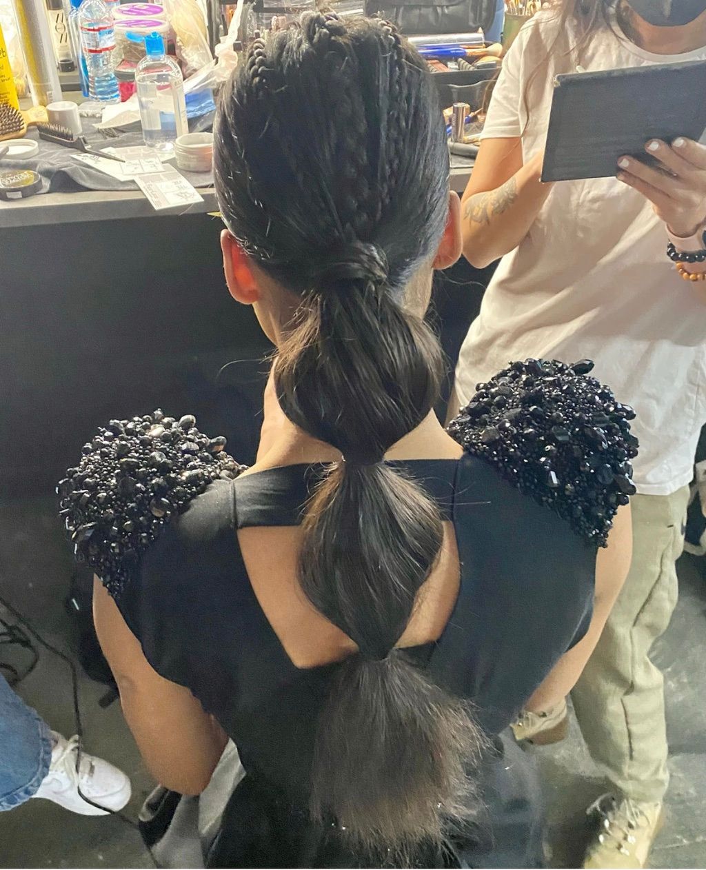 Bubble Low Pony with Braids
