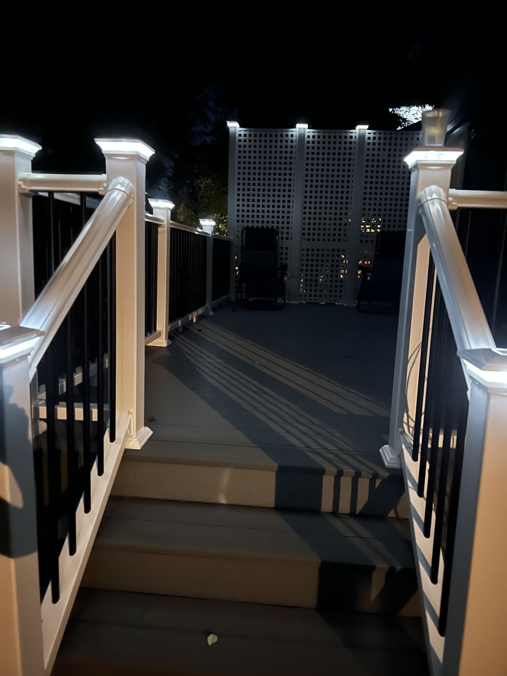 New decking, railings and privacy screen (Night vi