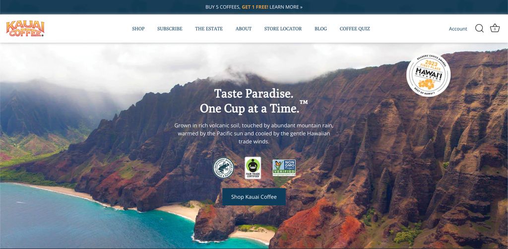 Kauai Coffee - Shopify Plus Development + SEO