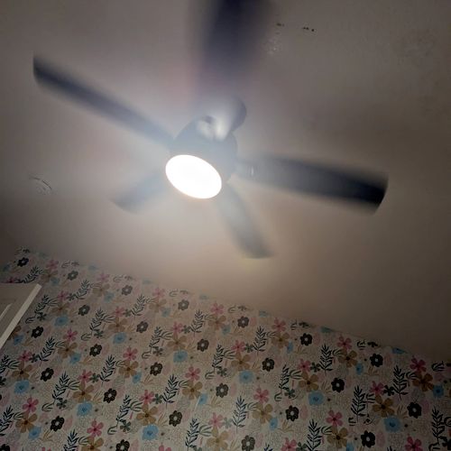 Miguel installed a new ceiling fan same day. There