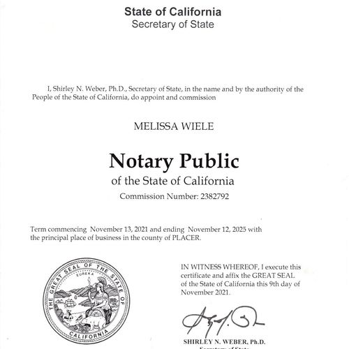 Notary Public Commission Certificate