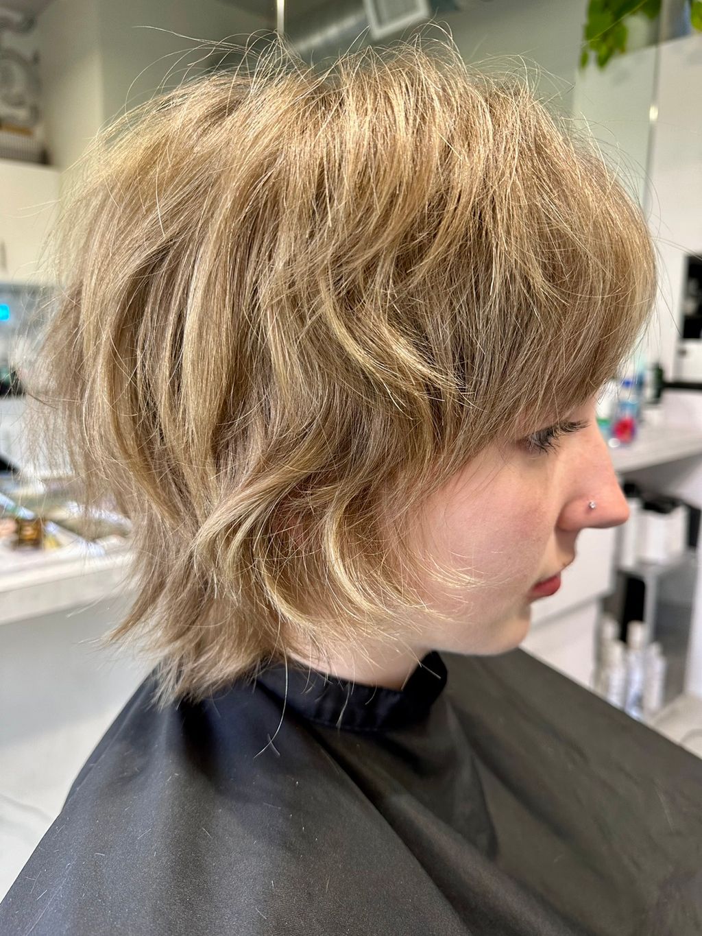 She wanted a trendy Shag’ w/subtle pops of color