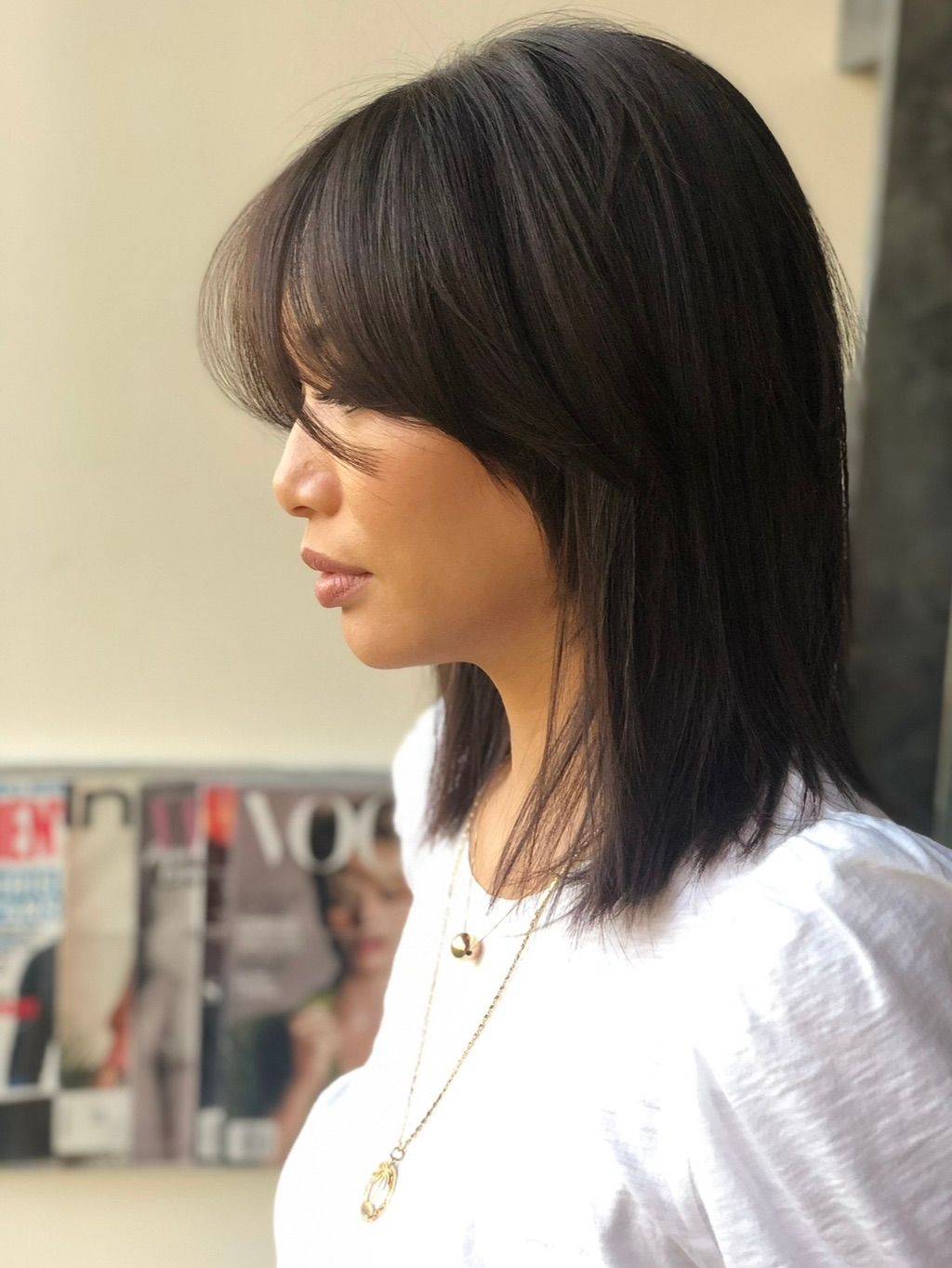 Chocolate brown color and soft swept fringe