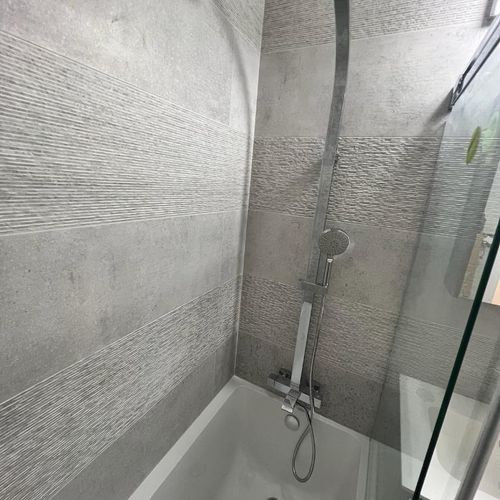 Alex professionally installed the shower, left eve