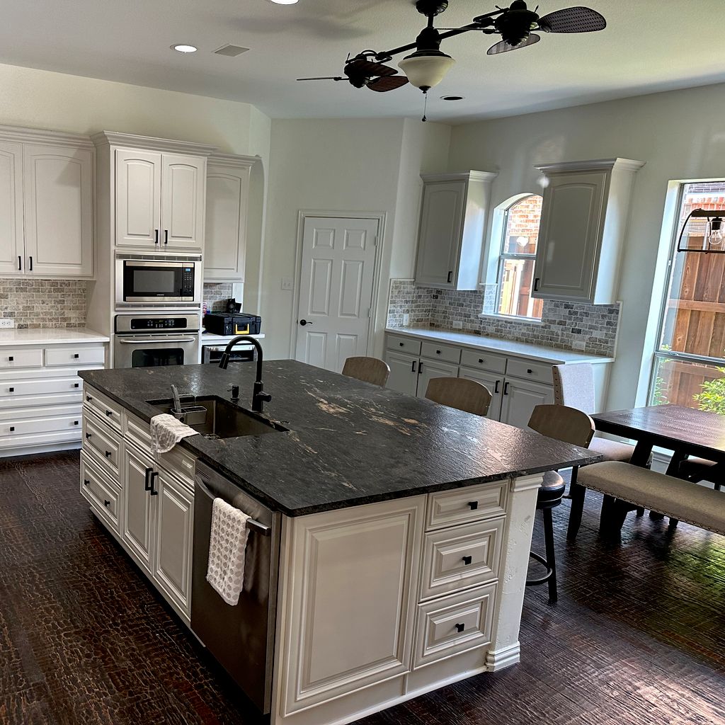 Kitchen With Ceiling Fan, Kitchen Island, And Sink Ideas February