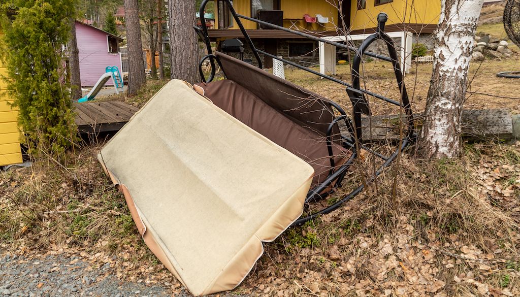 garden swing damaged after storm