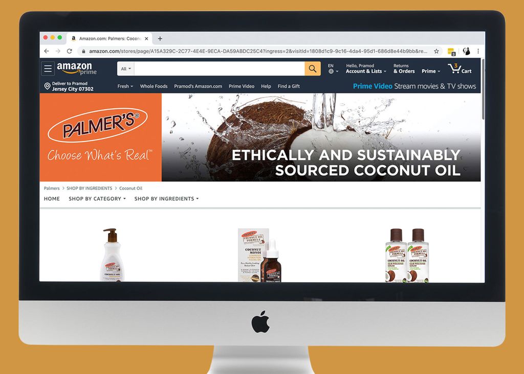 Amazon Web banner Ad for Palmer's Coconut Oil Prod