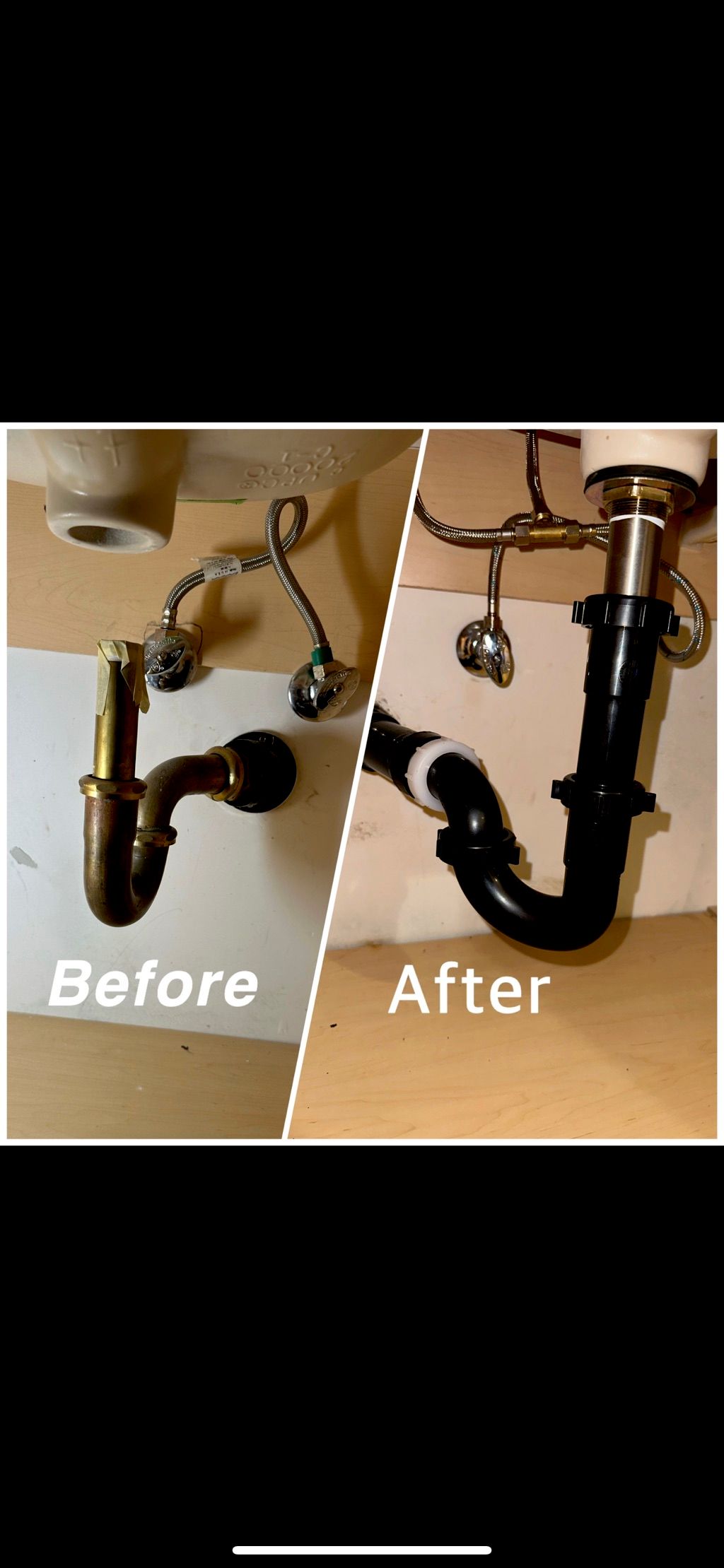 Replaced leaking traps under sink 