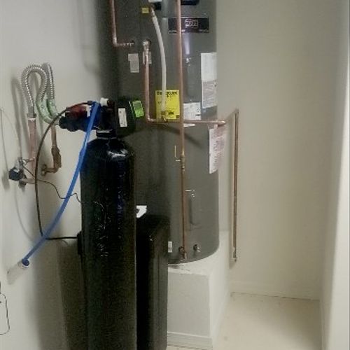 Install Water Softener & 80 Gallon HE Water Heater