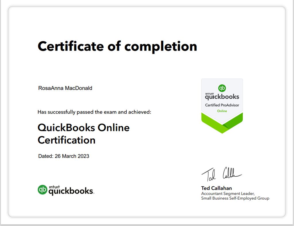 QBO Certification ProAdvisor