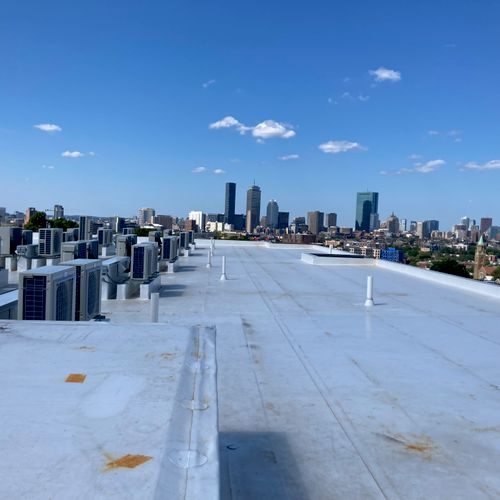 Lovely view of Boston from a roof