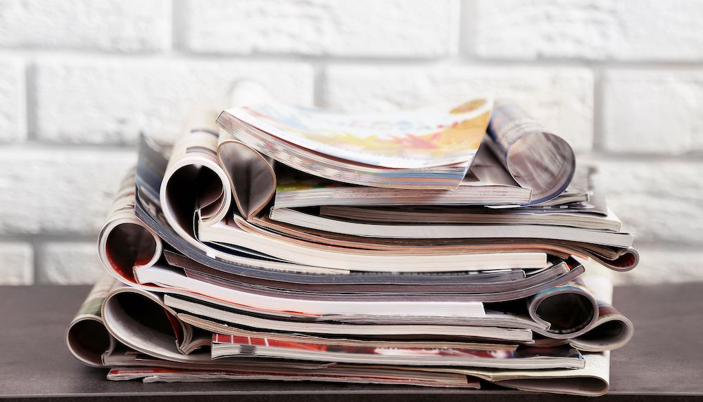 magazines on top of table