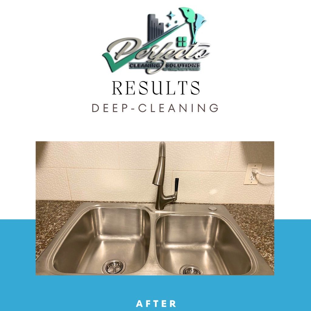 Deep-cleaned sink, disinfected and polished. 
