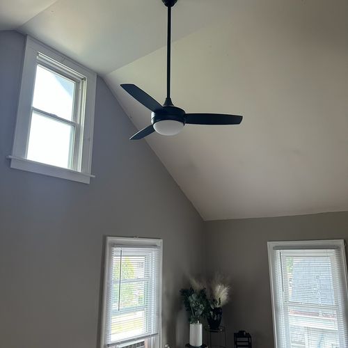 Installed 2 ceiling fans for us on high 12 foot ce
