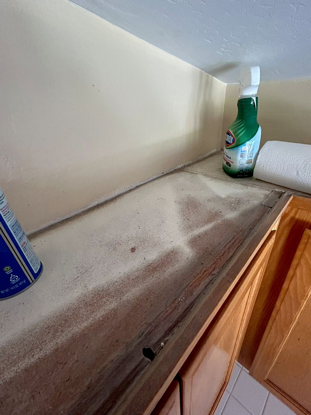 After degreasing kitchen cabinets  (the white is s