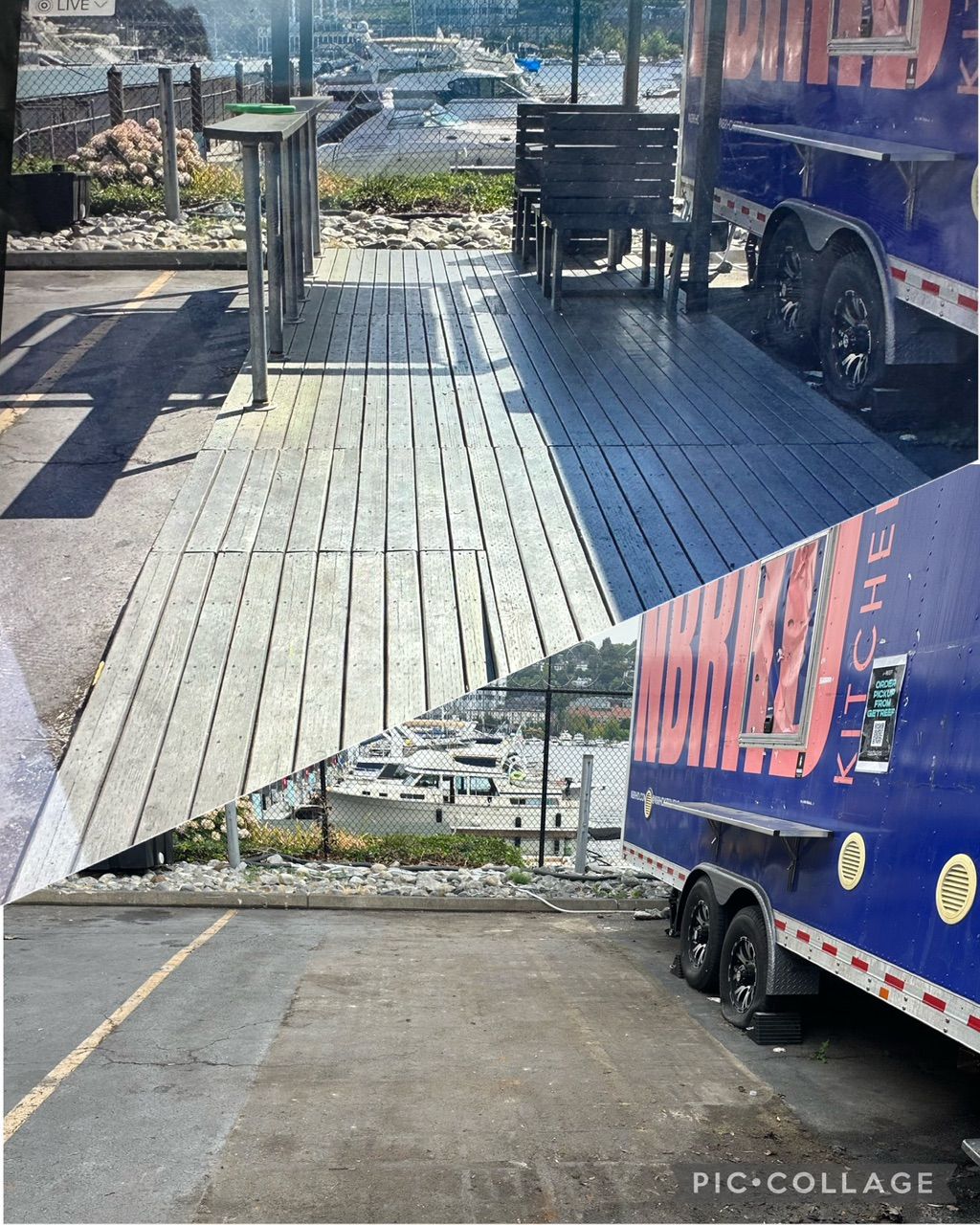 Before & After demolition of a sitting area for a 