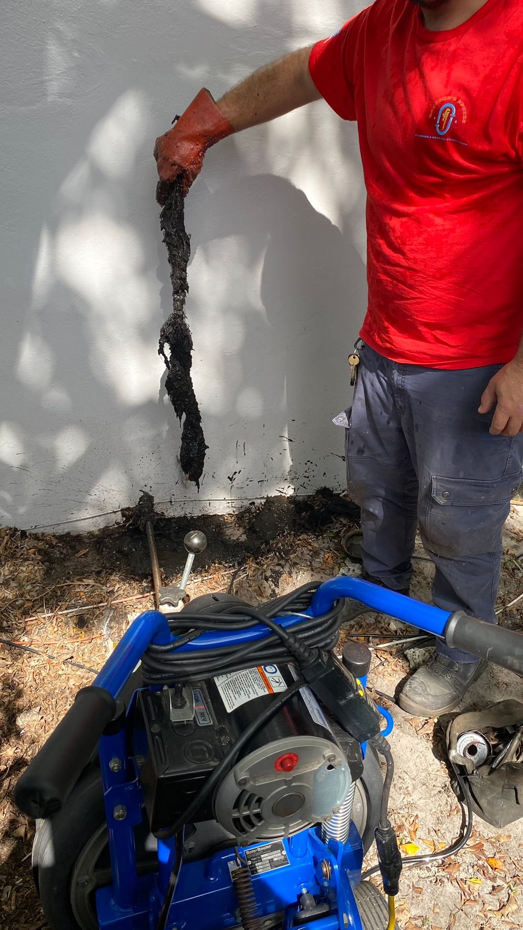 Roots inside a 3” cast iron line cleaned with big 