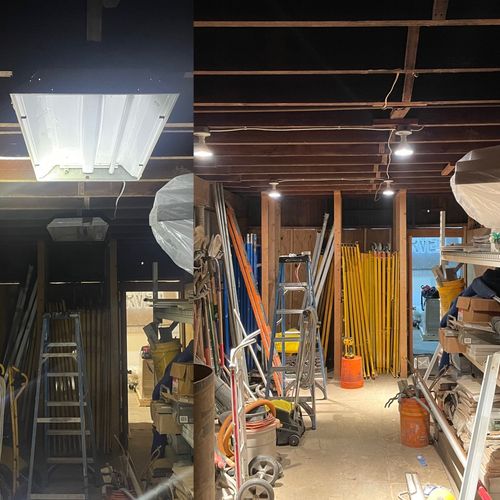 Upgrading the lighting in a shed. 