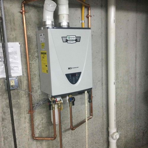 Residential tankless water heater installation