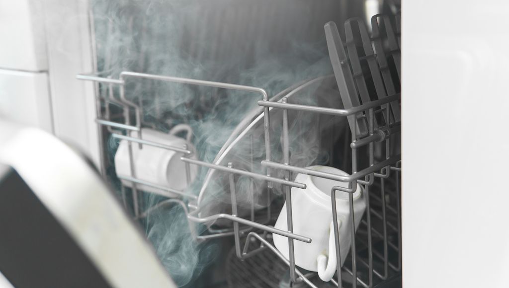 hot steam coming out of dishwasher