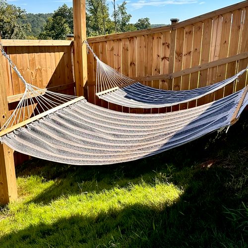 Great service. Needed the hammocks put up to enjoy