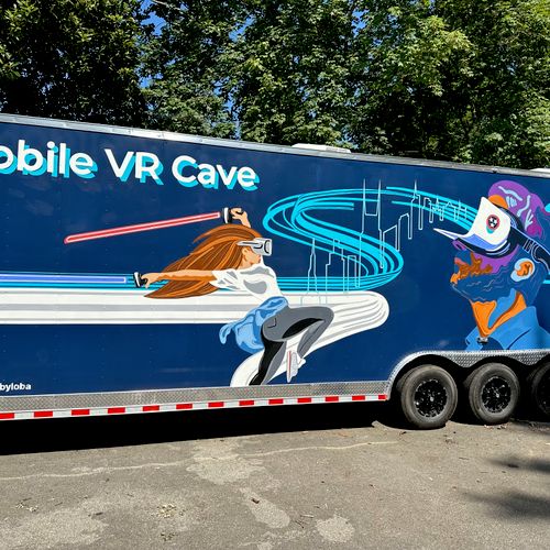 Mobile VR Cave mural for group photos before or af