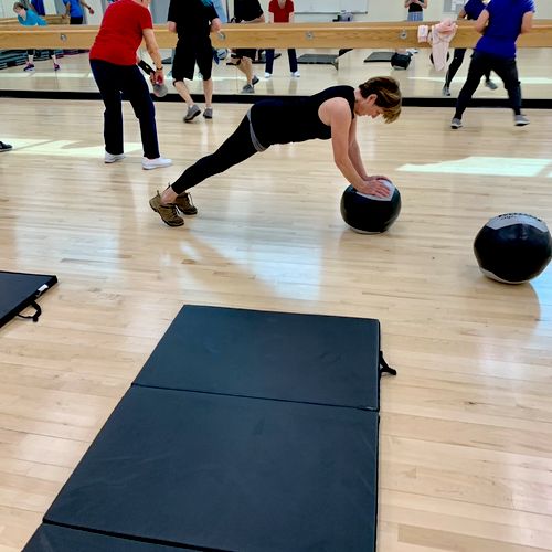 Circuit training for a 60+ adult class 