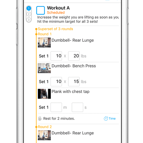 A preview of what to expect when logging a workout