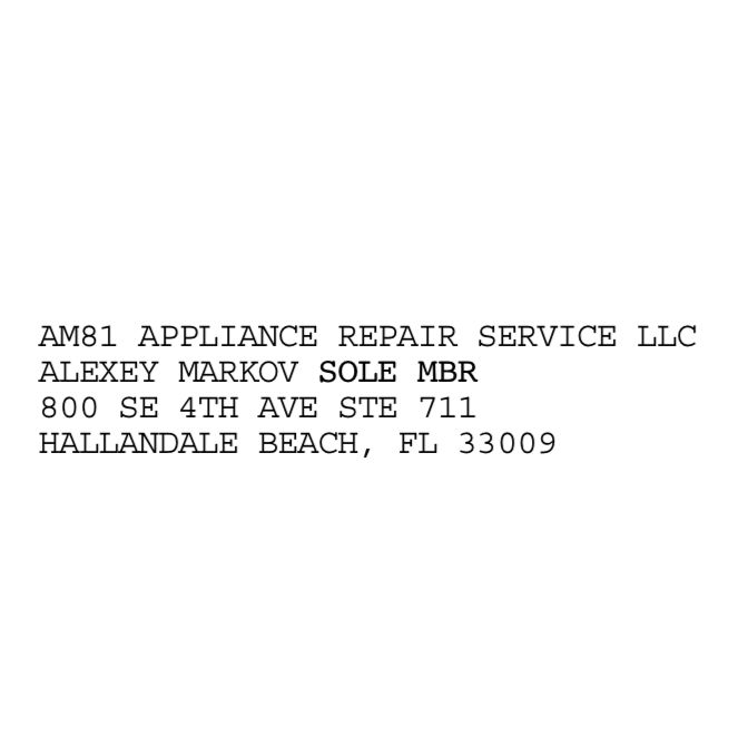 AM81 APPLIANCE REPAIR SERVICE LLC